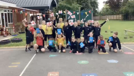 Milton Parochial Primary Pupils Cheer for England Team